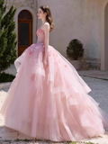 Vintage Pink Applique Beaded Strapless Sweet 16 Quinceanera Sweetheart A-Line Floor-length Prom Dress Birthday Dress Evening Dress Ball Gown HZ1024
