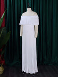 Plataz Pleated Solid Color Off-The-Shoulder Evening HZ1007
