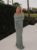 Plataz Off Shoulder Solid Color Mermaid Bodycon Elegant Photoshoot Maternity Maxi Sweater Dress Maternity