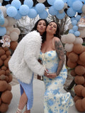 Plataz Flowers Sweetheart Neckline Cute Maternity Maxi Dress Maternity