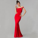 Plataz Women's Off Shoulder Maxi Evening Dress ¨C Elegant Formal HZ1007