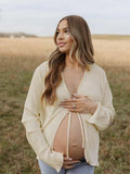 Plataz Beige lace-up Flare Sleeve Modern Fashion Maternity Photoshoot Blouse Maternity