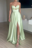 Plataz Prom Solid Color Slit Irregular Strapless Evening HZ1007
