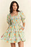 Plataz & Dani Fruits Printed Smocking Mini Dress DJPT