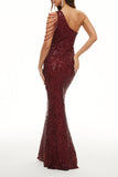 Plataz Elegant Solid Sequins Oblique Collar Evening Dress HZ1007