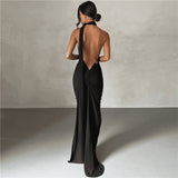 Plataz Women Clothing Sexy Backless Halter Sheath Slim Fit Evening Dress Dress for HZ1007