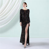 Plataz Elegant Long Sleeve Sequined Fishtail Evening HZ1007