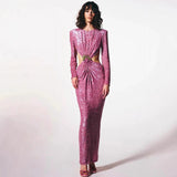 Plataz Sequin Waist Cutout Prom HZ1007