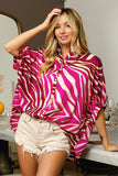 Plataz Zebra Dolman Silky Satin Shirt Top DJPT