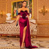 Plataz One Shoulder Slit Floor Length Prom HZ1007
