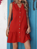 Plataz Button-Front Ruffle Hem Dress DJPT