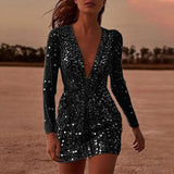Plataz Long Sleeve Deep V Prom HZ1007