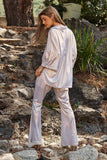 Plataz & Dani Solid Sparkling Shimmer Pocket Button Front Shirt DJPT