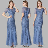 Plataz Autumn Banquet Host Slim Mesh Sequ Evening Dress Fishtail Dress for HZ1007