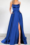 Plataz Formal Solid High Opening U Neck Evening Dress HZ1007