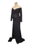 Plataz Side Split Mermaid Off Shoulder Bodycon Photoshoot Maternity Maxi Dress Maternity