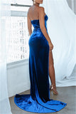 Plataz Casual Solid Backless Slit Strapless Evening Dress HZ1007