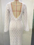 Plataz White Knitting Backless Tie Back Deep V-neck Photoshoot Maternity Maxi Dress Maternity