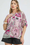 Plataz Floral Print Half Sleeve Blouse DJPT