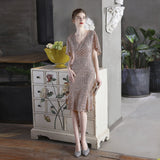 Plataz Sequin Cocktail Evening Dress Women Short Party Gathering Fairy HZ1007