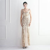 Plataz Mesh Craft Beaded Party Dress Long Cocktail Slim Fit Evening Dress Elegant HZ1007