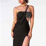 Plataz Dress Oblique Shoulder Ladies Cocktail Party Bandage Dress Evening HZ1007