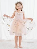 Plataz Sleeveless Floral Embroidered Tulle Toddler Flower Girl HZ1007