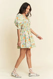 Plataz & Dani Fruits Printed Smocking Mini Dress DJPT