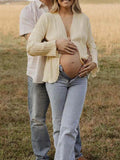 Plataz Beige lace-up Flare Sleeve Modern Fashion Maternity Photoshoot Blouse Maternity