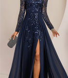 Plataz Scoop Floor-Length Mother of the Bride Dresses with Split Side Ruffles HZ1007