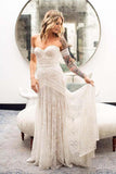 Plataz Lace Beach Wedding Dresses Sweetheart Neck Wedding Dresses HZ1007