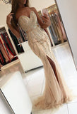 Plataz Long Mermaid Sweetheart Beading Tulle Prom Dress With HZ1007