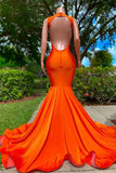 Vintage Burnt Orange Glittering Beaded Prom Dress Evening Gown Mermaid Party Dress Long Formal Dress HZ1024