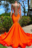 Vintage Burnt Orange Glittering Beaded Prom Dress Evening Gown Mermaid Party Dress Long Formal Dress HZ1024