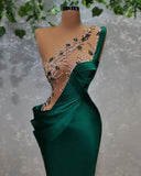 Plataz Emerald Green Satin Evening Dress ,Sexy Pageant Dress HZ1007