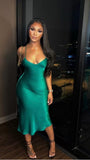 Plataz Birthday Outfits Spaghetti Straps Silk Evening Dress Sexy Evening Gown HZ1007