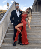 Plataz Long V-neck Sequin Backless Mermaid Prom Dress with HZ1007