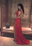 Plataz Long V-neck Sequin Backless Mermaid Prom Dress with HZ1007