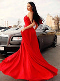 Plataz A-line Halter Red Long Prom Formal Dresses with HZ1007